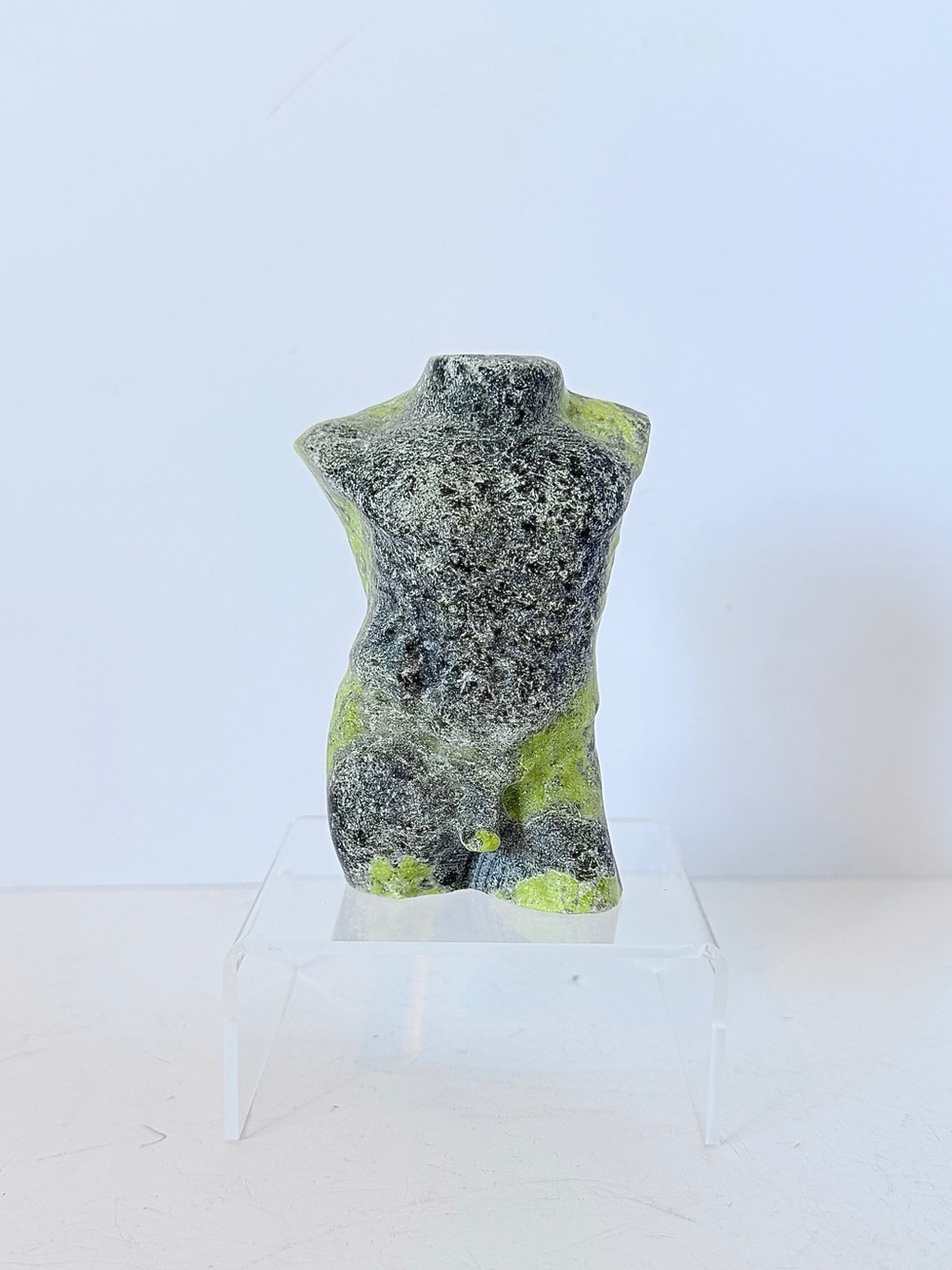 Serpentine Jade Nude Male Torso Sculpture – Carved Figure 13.1 ounce